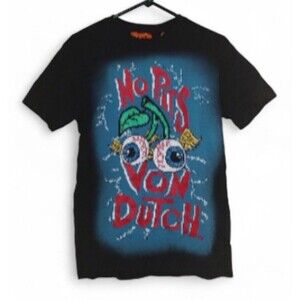 Von Dutch T-shirt Men's Small "NO PITS" Black Graphic Tee NWT